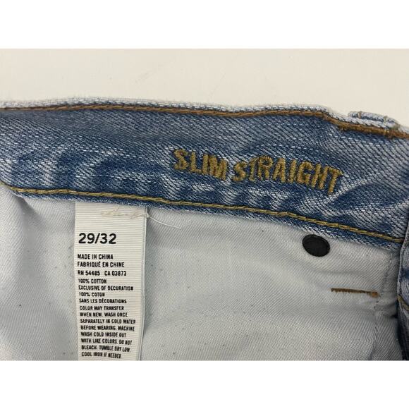 American Eagle Jeans Men 29 x 32 Slim Straight Light Wash Flex Stretch Casual - Picture 4 of 8